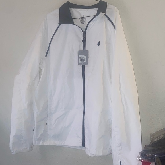 Elevate unisex med Package Windbreaker Jacket NWT White w/ Gray Trim T27 - Picture 1 of 8